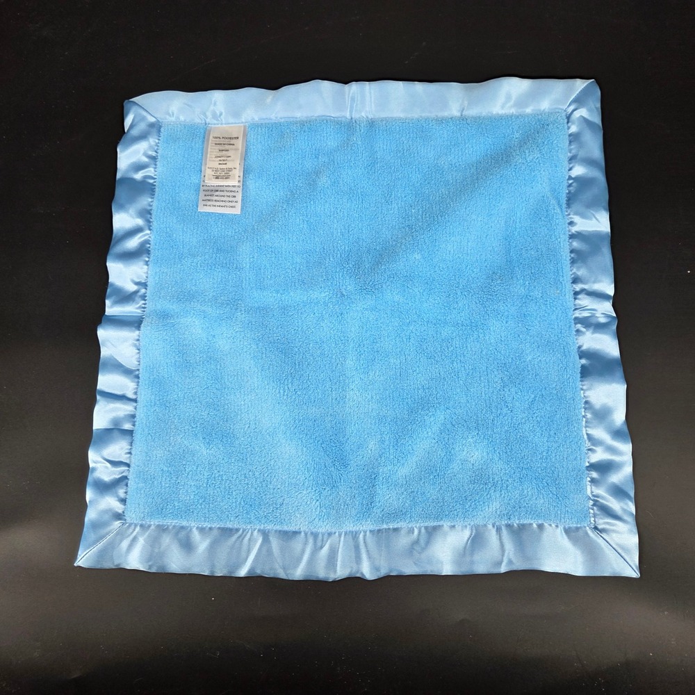 Cuddle Bear Collection Baby Security Blanket Blue Gray White Minky Satin Trim - Picture 2 of 2